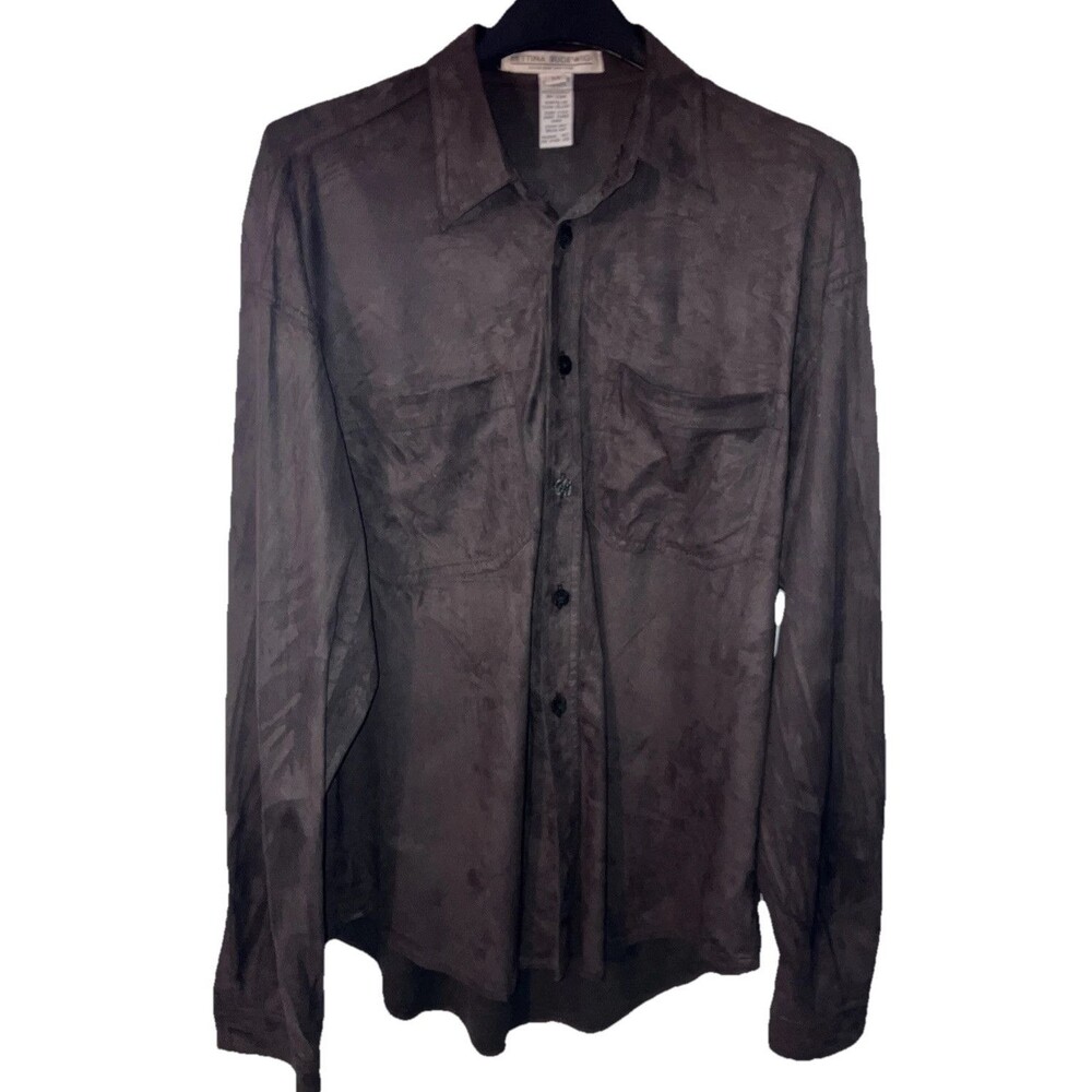 Bettina Budewig Shirt Size M Brown Suede Dress Shirt Minimalist men